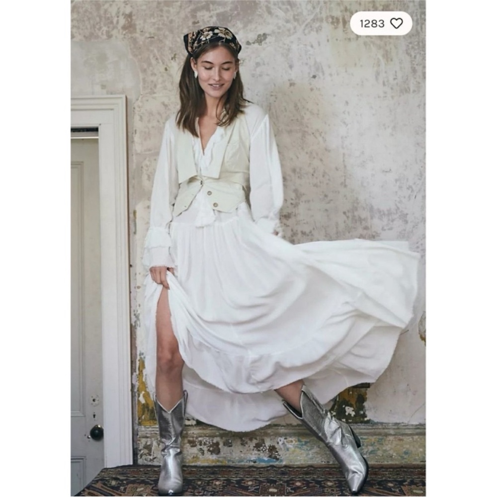 Free People Dreamy White Maxi Ruffle Sweet Darlin Dress - Picture 11 of 14